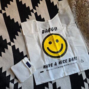 Baggu White and Yellow Smiley Tote